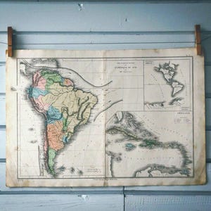 Carte de l'Amérique du Sud vintage 1872