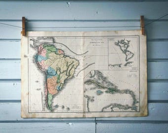 1872 Vintage South America Map