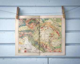 1897 Vintage Austria-Hungary Geology Map