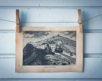 1890 Vintage Rigi Kulm Lithograph Illustration