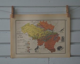 1941 Vintage Belgium Geology Map