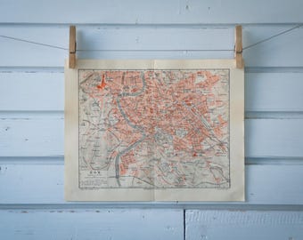 1907 Vintage Map of Rome