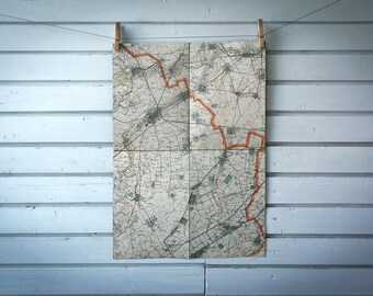 1930s Vintage East Vojvodina & West Romania Map