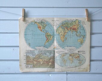 1917 Vintage World Map