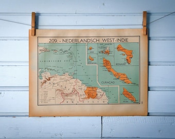 1941 Vintage Map of the Dutch Caribbean & Suriname