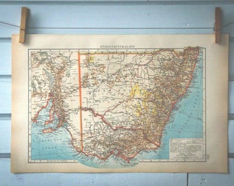 1906 Vintage Southeast Australia Map