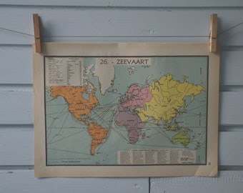 1941 Vintage Ocean Routes World Map