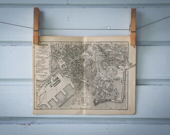 1876 Vintage Map of Trieste