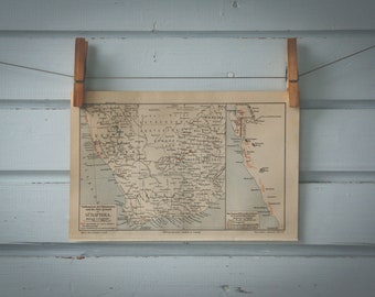 1907 Vintage South Africa Diamonds Deposits Map