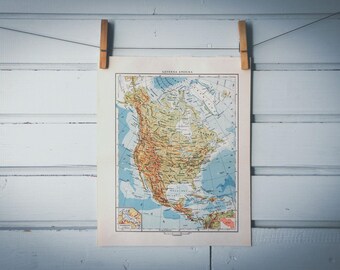 1967 Vintage North America Map