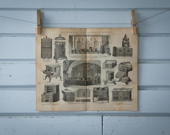 1887 Vintage Cooking Appliances Lithograph Illustration
