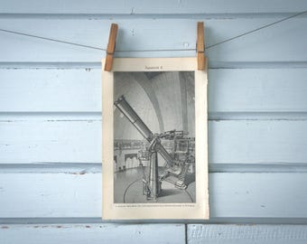 1907 Vintage Telescope Lithograph Illustration