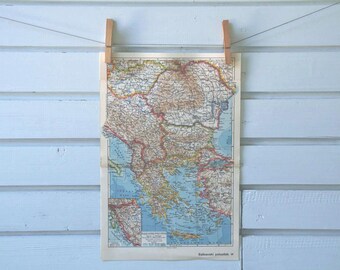 1938 Vintage Map of the Balkans