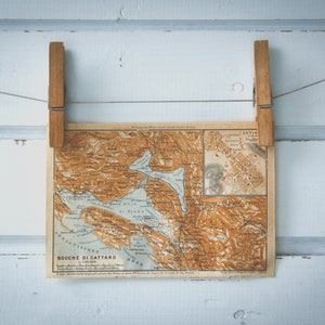 Carte vintage de la baie de Kotor de 1911