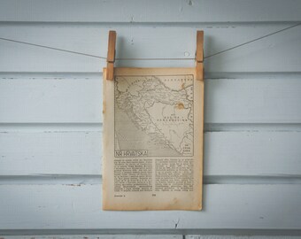 1954 Vintage Map of Croatia