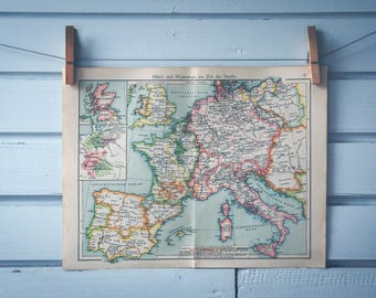 1908 Vintage Map of Hohenstaufen Dynasty Lands