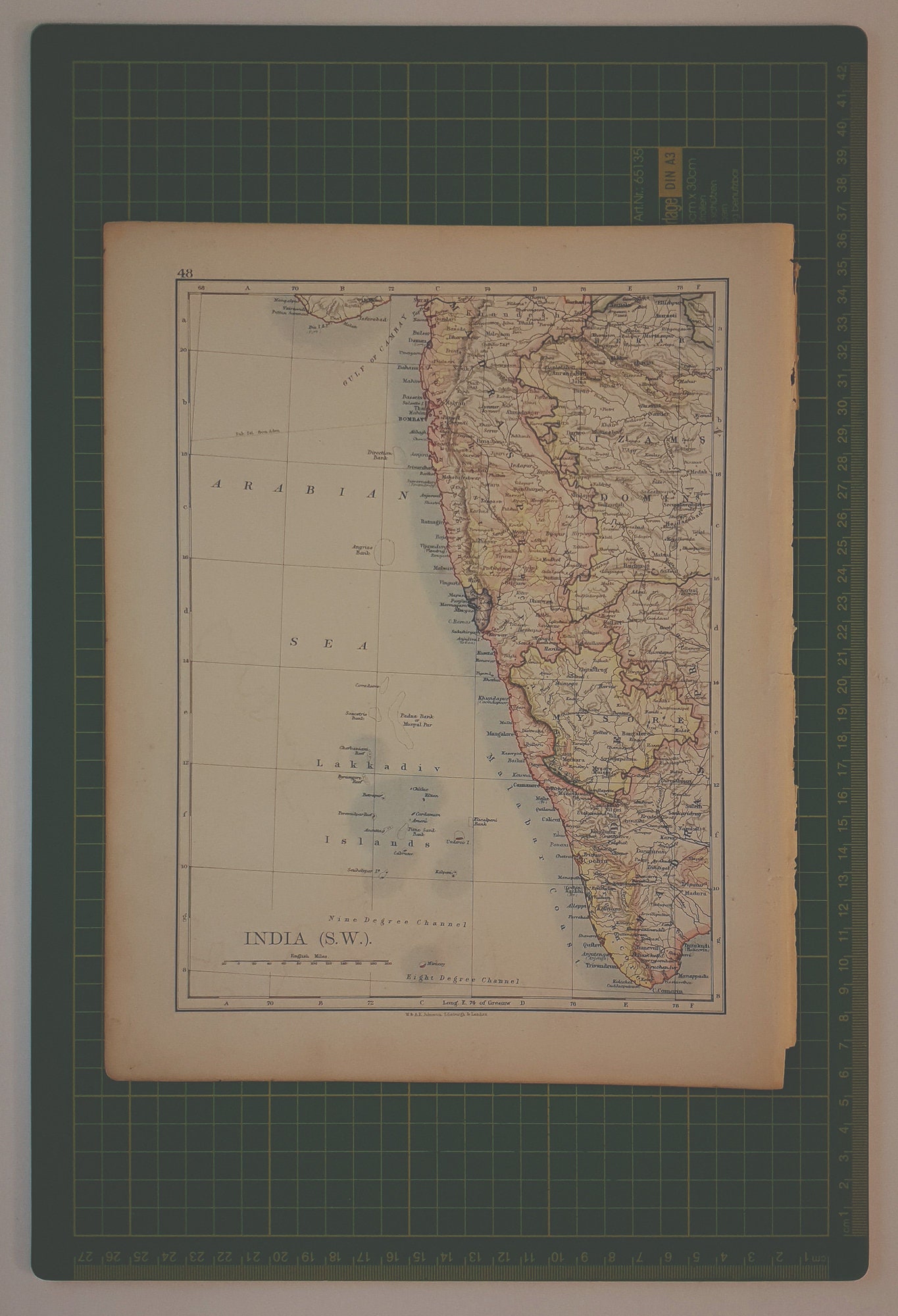 1895 Vintage West Coast of India Map