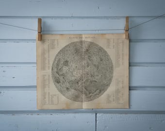 1887 Vintage Map of the Moon
