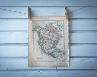 1901 Vintage North America Map