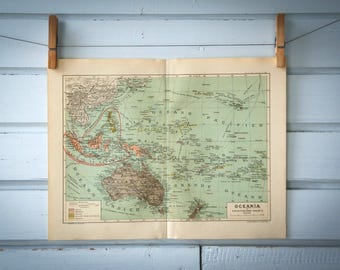 1928 Vintage Oceania Map