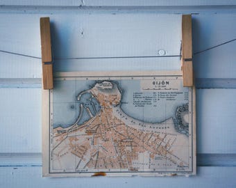 1929 Vintage Map of Gijón