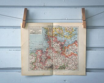 1932 Vintage Northwest Germany Map