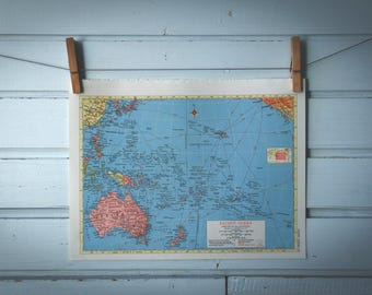 1957 Vintage Map of the Pacific Ocean