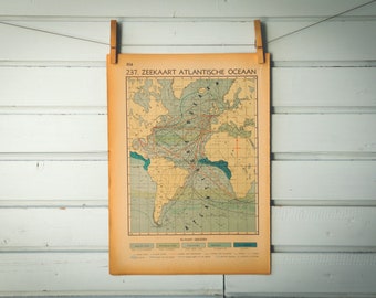 1941 Vintage Map of the Atlantic Ocean
