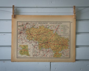 1941 Vintage Map of Belgium Hainaut Province
