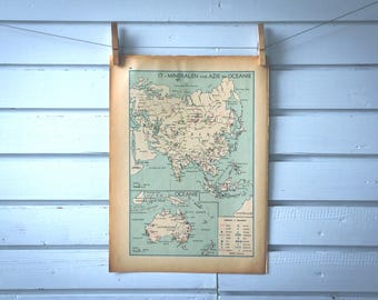 1941 Vintage Asia & Australia Minerals Map