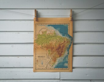 1946 Vintage Map of Brazil