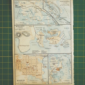 1912 Vintage Savonlinna & Kuopio Map image 2