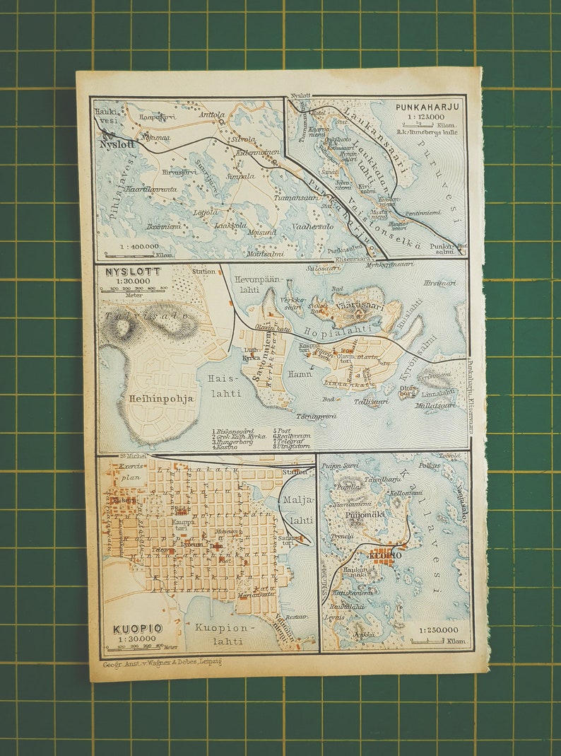 1912 Vintage Savonlinna & Kuopio Map image 2