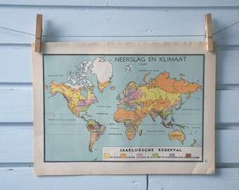 1941 Vintage World Rainfall Map