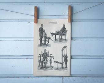 1907 Vintage Workout Lithograph Illustration
