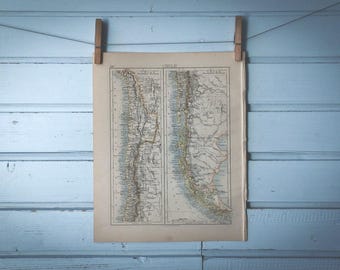 1895 Vintage Map of Chile