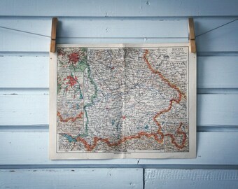 1907 Vintage South Bavaria Map