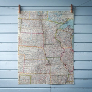Carte National Geographic, centre-nord des Etats-Unis, 1958