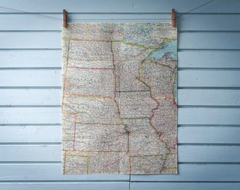 1958 Vintage National Geographic North Central USA Map