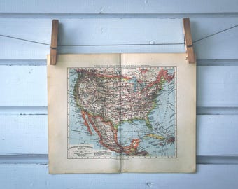 1932 Vintage Map of USA