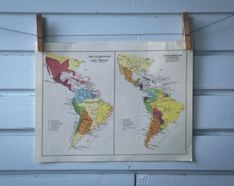 1957 Vintage Colonization of the Americas Map