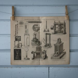 1887 Vintage Electric Appliances Lithograph Illustration