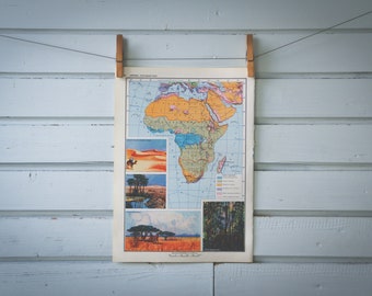 1967 Vintage Africa Geographical Regions Map