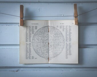 1910 Vintage Map of the Moon