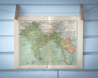 1928 Vintage India & Indochina Map