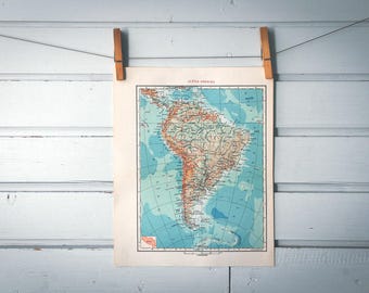 1967 Vintage South America Map