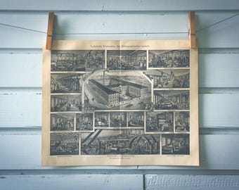 1907 Vintage Encyclopaedic Institute Lithograph Illustration