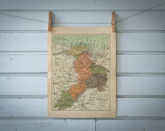 1928 Vintage Old Castile Map