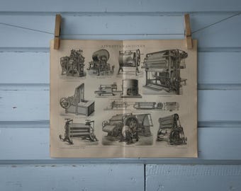 1887 Vintage Finishing Machines Lithograph Illustration