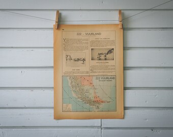 1941 Vintage Tierra del Fuego Map